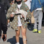 Bella Poarch in a White Boots Walks Her Dog on Melrose Ave in West Hollywood