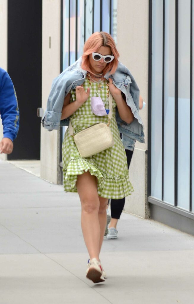 Busy Philipps in a Green Checked Dress