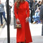Catherine Duchess of Cambridge in a Red Dress Arrives at The National Portrait Gallery in London