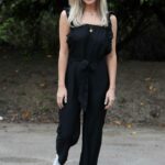 Chloe Meadows in a Black Jumpsuit on The Only Way is Essex TV Show Filming is Essex