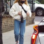 Clara Paget in a White Bomber Jacket Was Seen Out in Portobello