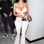 Erica Mena in a White Revealing Outfit Arrives at Catch LA in West Hollywood