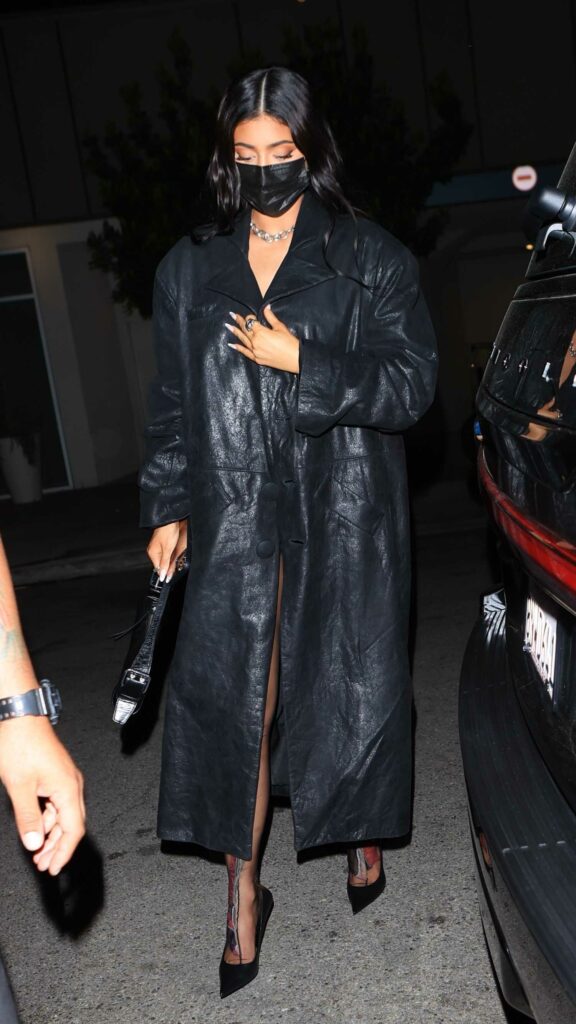 Kylie Jenner in a Black Trench Coat