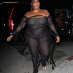 Lizzo in a Black Catsuit Arrives at The Nice Guy in West Hollywood