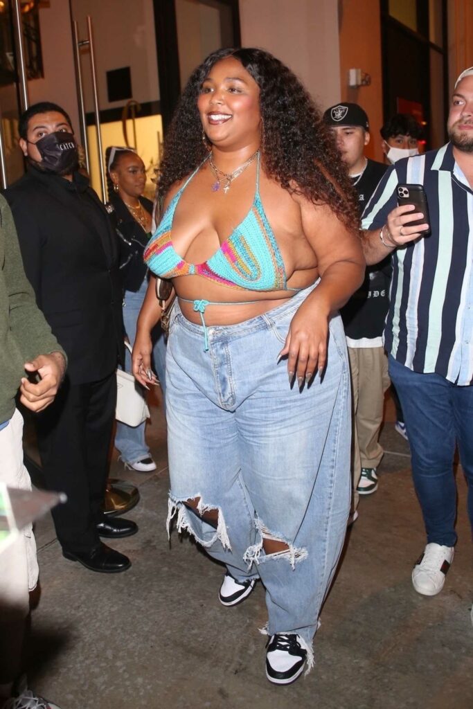 Lizzo in a Blue Ripped Jeans