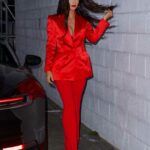 Megan Fox in a Red Pantsuit Was Seen Out with Machine Gun Kelly in Santa Monica