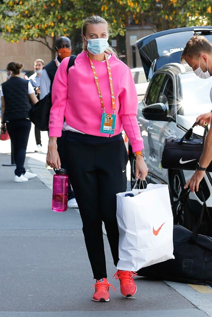 Petra Kvitova in a Pink Sweatshirt