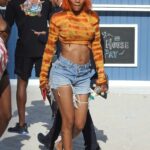 Teyana Taylor in an Orange Top Was Seen on the Beach in Miami