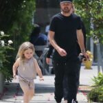 Aaron Paul in a Black Tee Was Seen Out with His Wife Lauren Parsekian and Daughter in Los Angeles