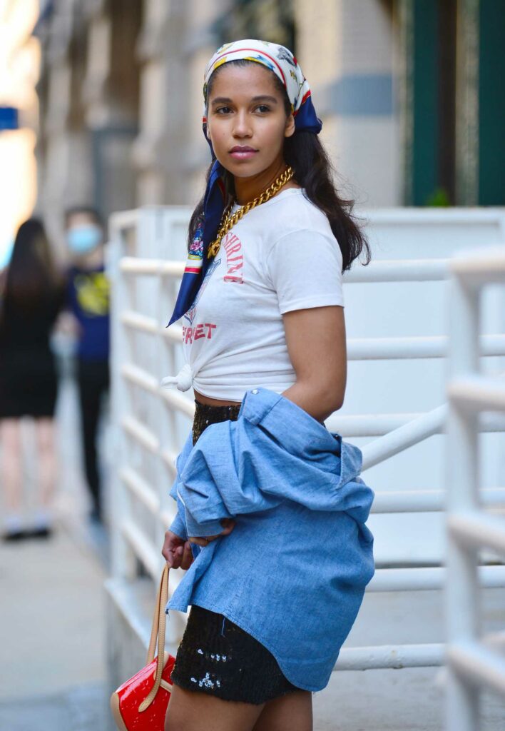 Alana Monteiro in a White Tee