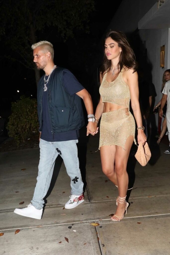 Amelia Hamlin in a Gold Mesh Two-Piece