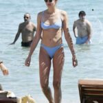 Ana Beatriz Barros in a Blue Bikini on the Beach in Mykonos