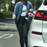 Ashlee Simpson in a Grey Adidas Track Jacket Leaves the Gym in Los Angeles