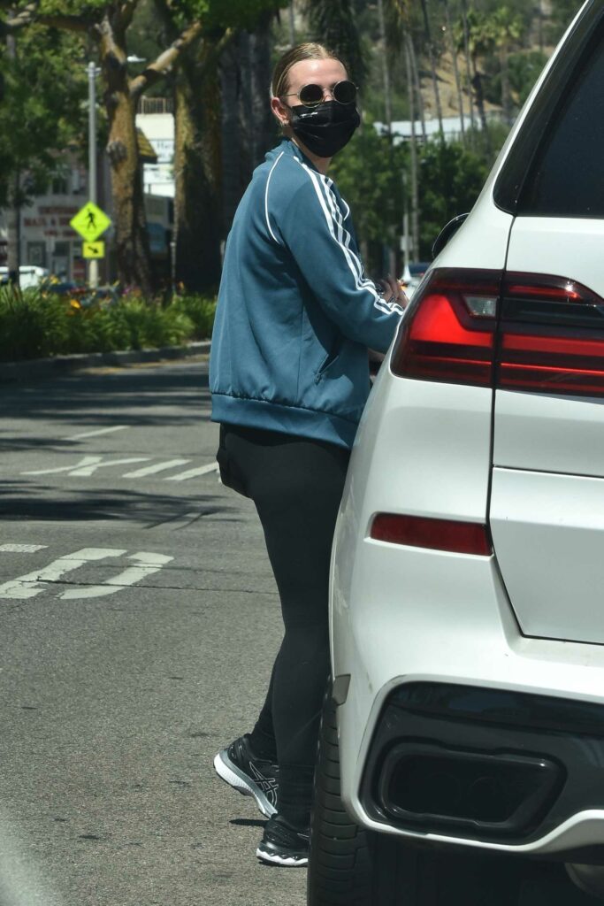 Ashlee Simpson in a Grey Adidas Track Jacket