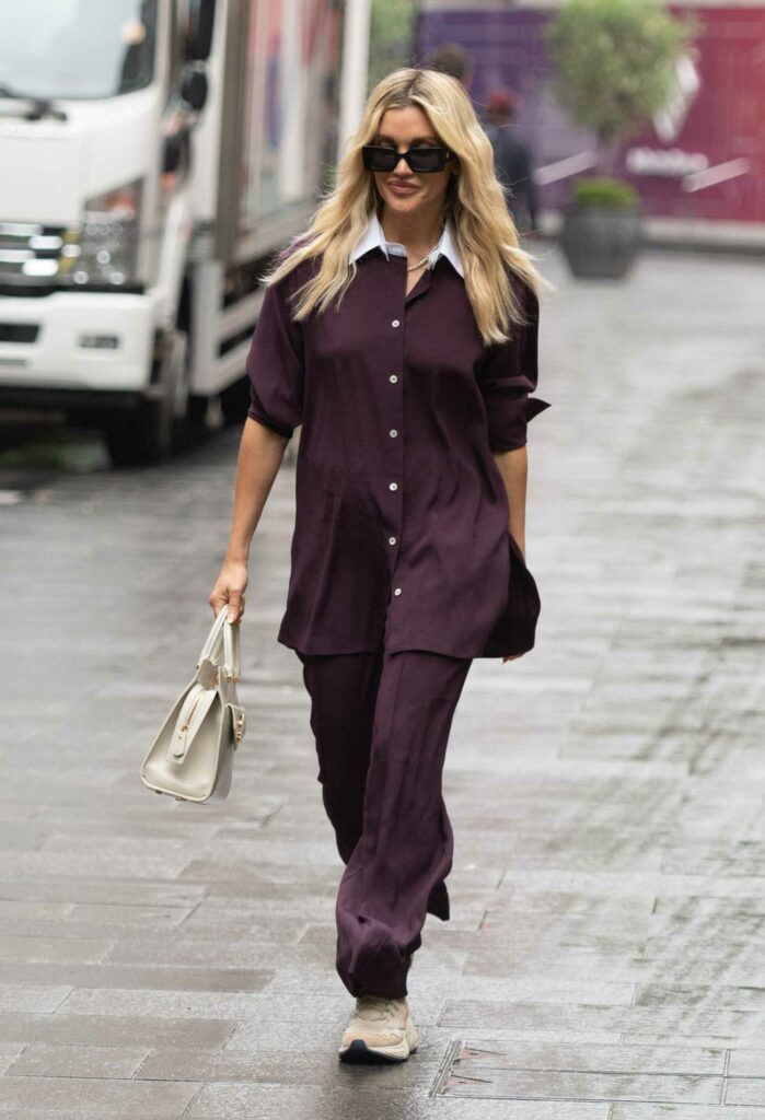 Ashley Roberts in a Burgundy Suit