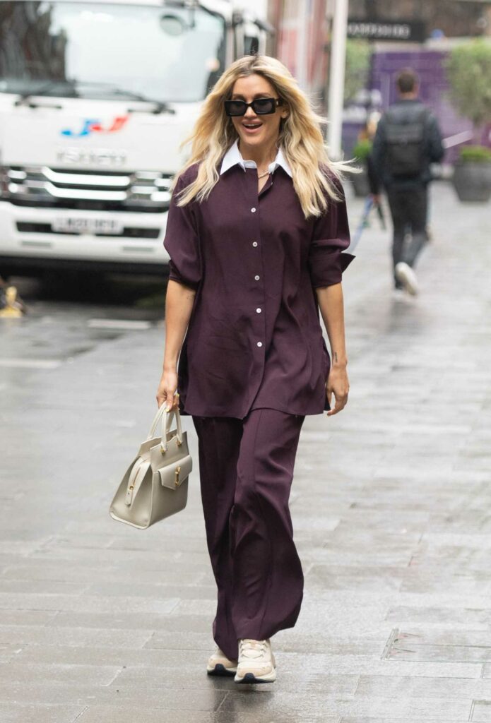 Ashley Roberts in a Burgundy Suit