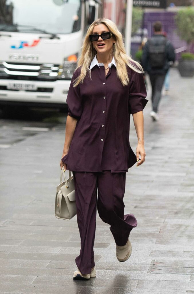 Ashley Roberts in a Burgundy Suit