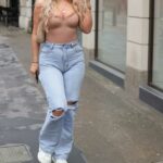 Belle Hassan in a Blue Ripped Jeans Was Seen at the Boohoo Promo Day in London