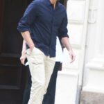 Bradley Cooper in a Blue Shirt Was Seen Out with Irina Shayk in New York