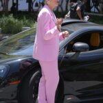 Helen Mirren in a Pink Pantsuit Was Seen on Sunset Blvd in Beverly Hills