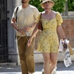 Katy Perry in a Yellow Floral Mini Dress Was Seen Out with Orlando Bloom in Venice