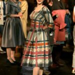Rachel Brosnahan in a Plaid Dress on the Set of The Marvelous Mrs. Maisel in the West Village