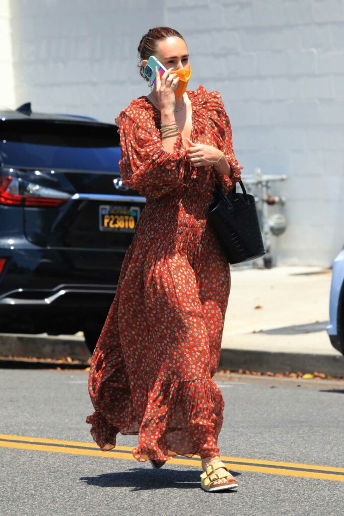 Rumer Willis in a Red Floral Dress