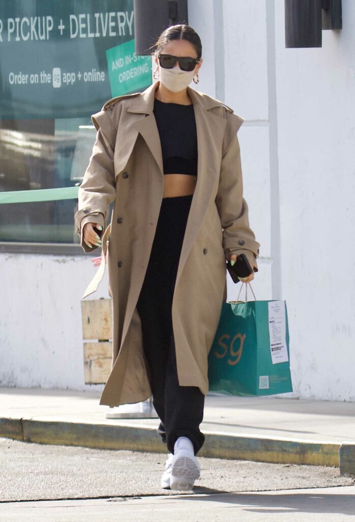 Shay Mitchell in a Beige Trench Coat