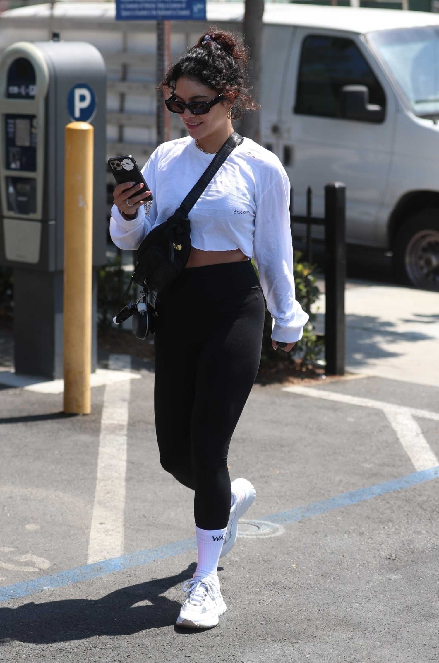 Vanessa Hudgens in a White Sneakers Leaves Her Morning Workout Out with