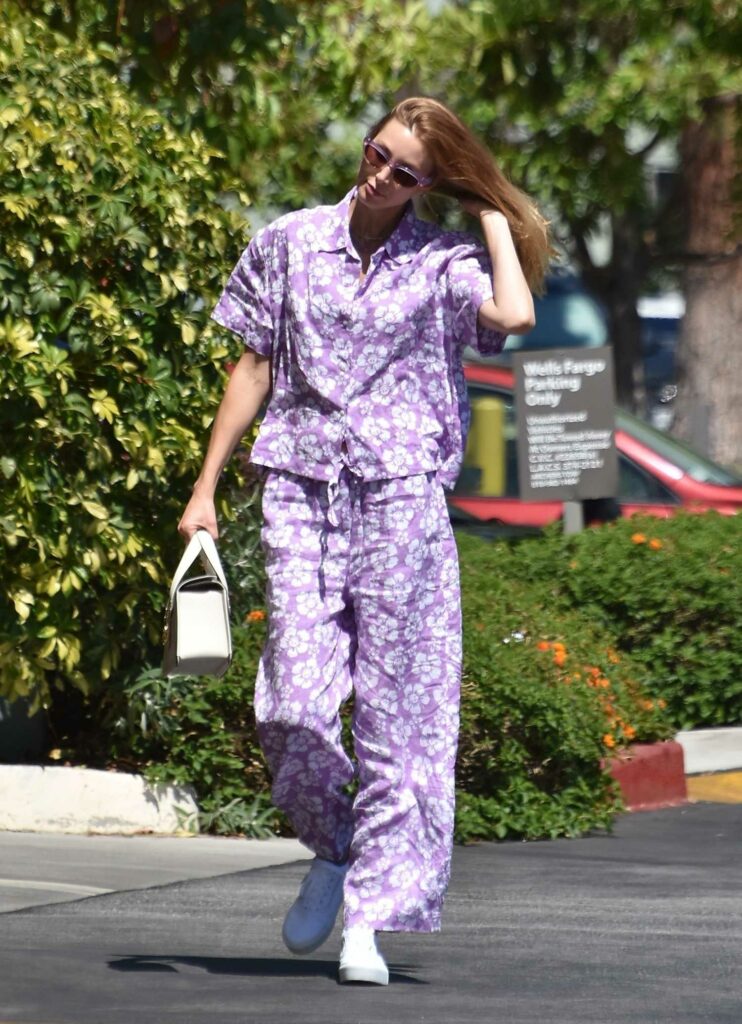 Whitney Port in a Purple Floral Print Outfit