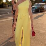Amy Jackson in a Yellow Outfit Attends the Bulgari Serpenti Metamorphosis Party at The Serpentine Gallery in London