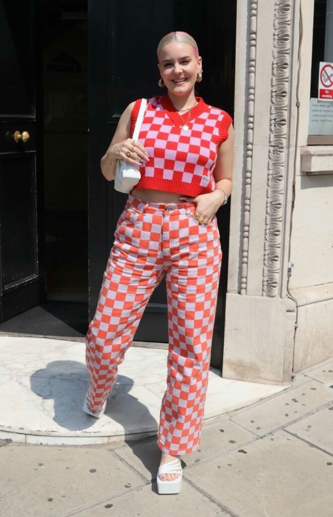 Anne-Marie in a Checked Outfit