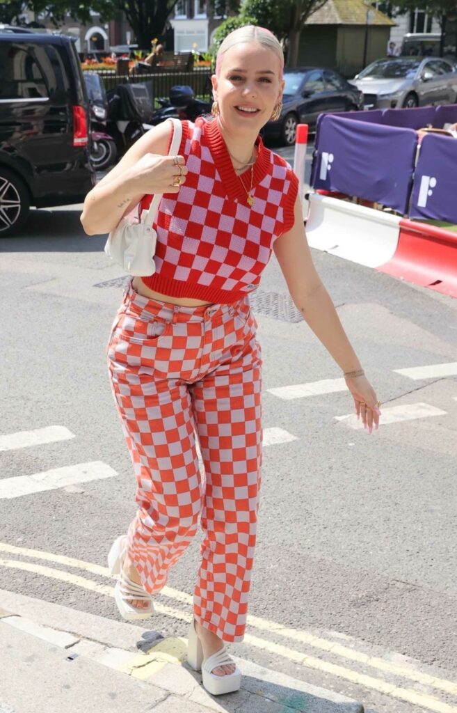 Anne-Marie in a Checked Outfit