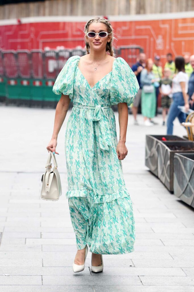 Ashley Roberts in a Green Floral Dress