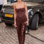 Camila Coelho in a Brown Top Arrives at the Martinez Hotel in Cannes