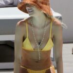 Delilah Hamlin in a Little Yellow Bikini on the Beach in Mykonos