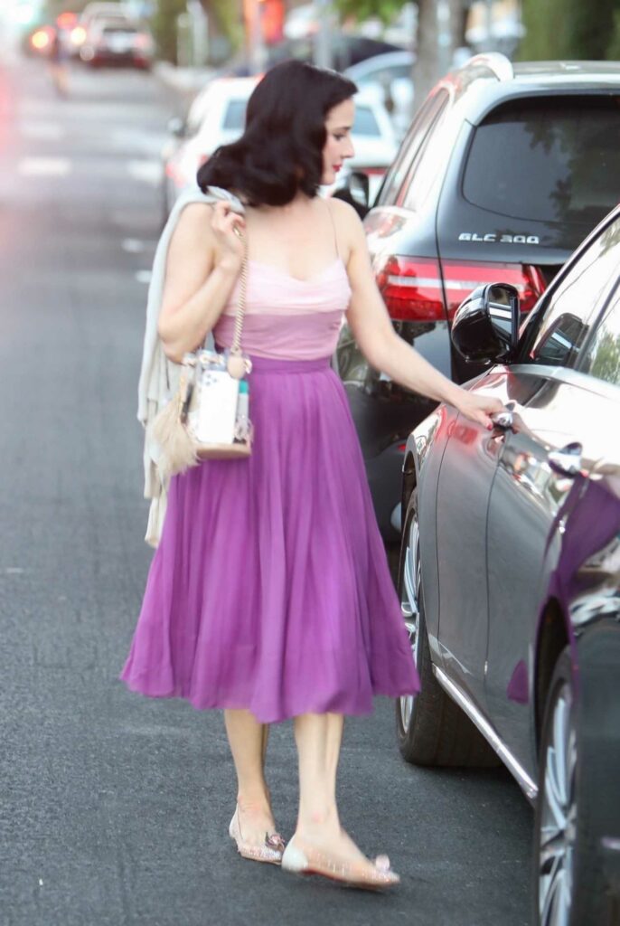 Dita Von Teese in a Purple Skirt