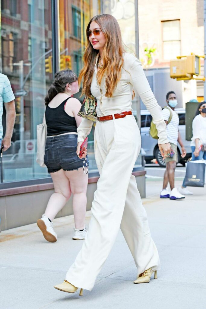 Gigi Hadid in a White Suit