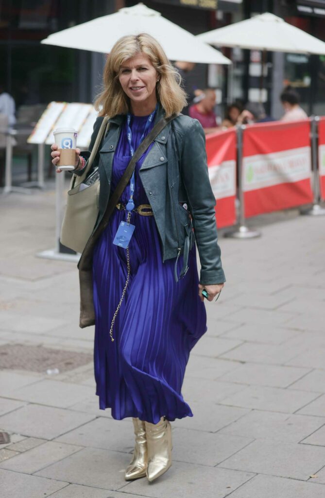 Kate Garraway in a Purple Dress