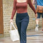 Katie Piper in a Tan Blouse Was Seen Out in London