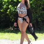 Larsa Pippen in a Zebra Print Bikini on the Beach in Miami