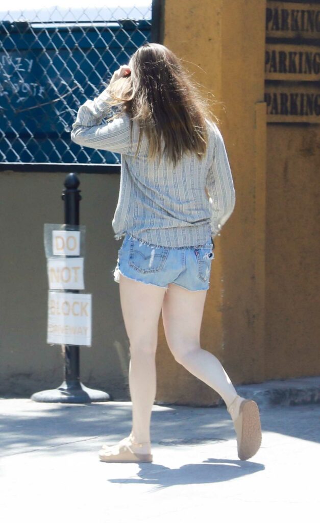 Lauren Parsekian in a Blue Denim Shorts