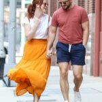 Rose Leslie in an Orange Skirt Was Seen During a Romantic Walk with Kit Harington in NYC