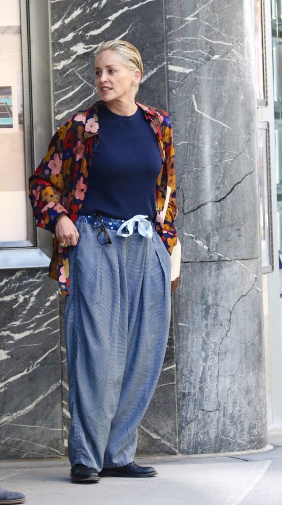 Sharon Stone in an Oversized-Baggy Pants
