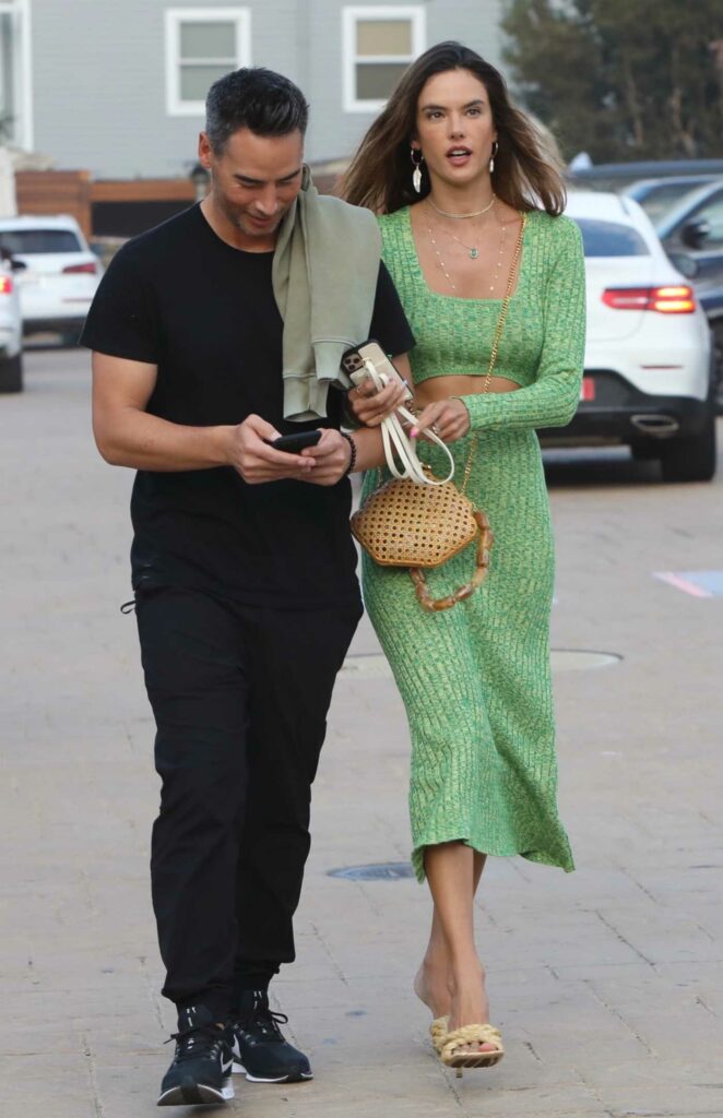 Alessandra Ambrosio in a Green Suit