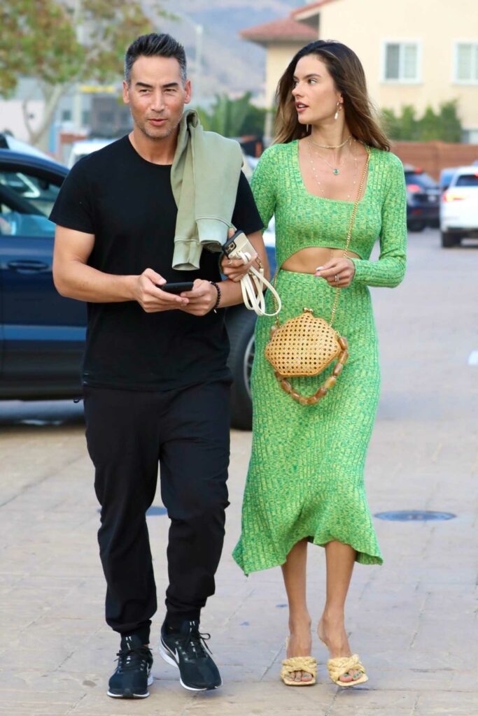 Alessandra Ambrosio in a Green Suit