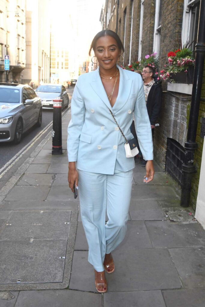 Amal Fashanu in a Baby Blue Suit