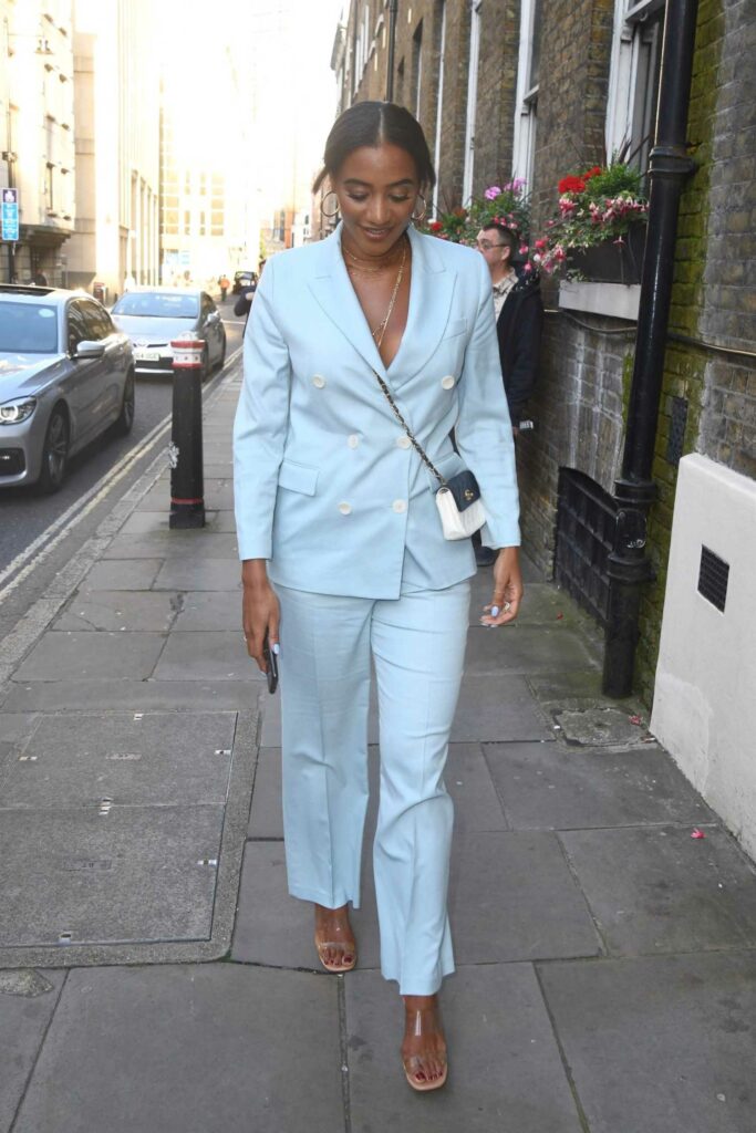 Amal Fashanu in a Baby Blue Suit