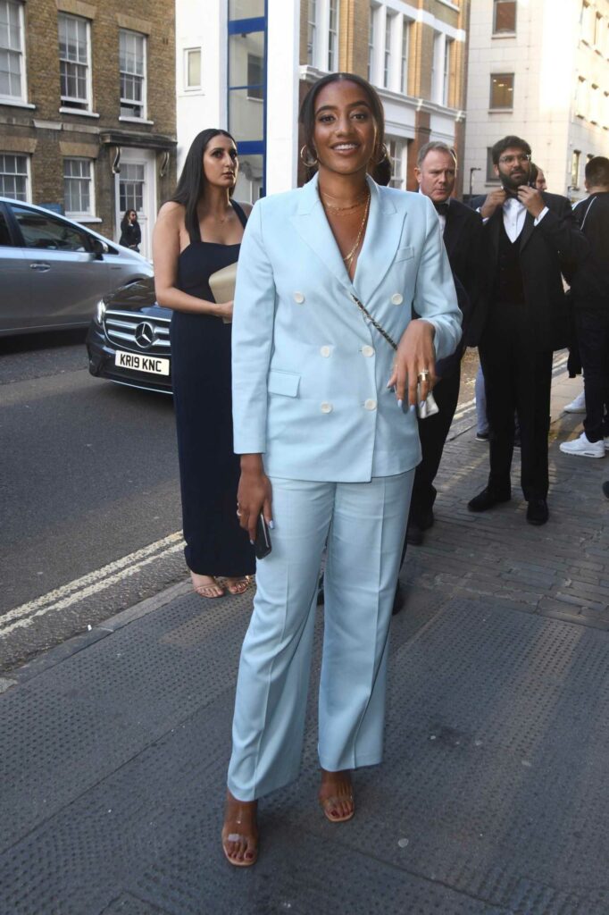 Amal Fashanu in a Baby Blue Suit