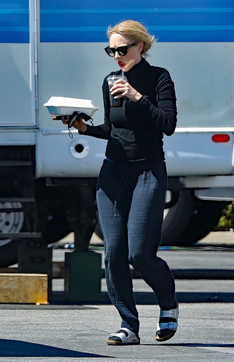 Amanda Seyfried in a Black Turtleneck on the Set of The Dropout in Los